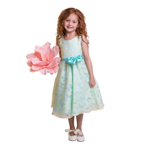 Kids Dream Big Girls Yellow Blue Butterfly Burnout Organza Easter Dress 8-12 - SophiasStyle.com